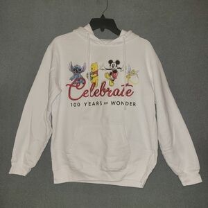 Disney Celebrate White Hoodie with 100 Years Logo Medium